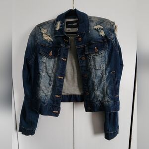 Distressed Cropped Denim Jacket
